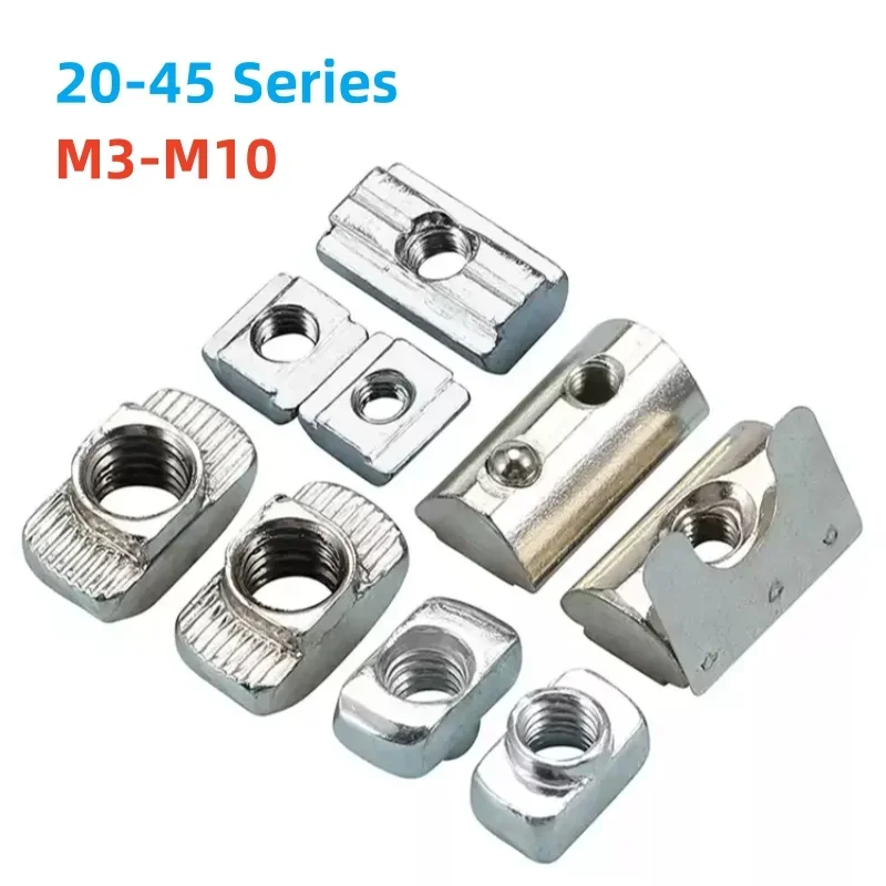 M3 M4 M5 M6 M8 M10 Aluminum Profile T Nut Elastic Shrapnel Nuts Spring Ball Nuts For 20 30 40 45 Series Rail Track