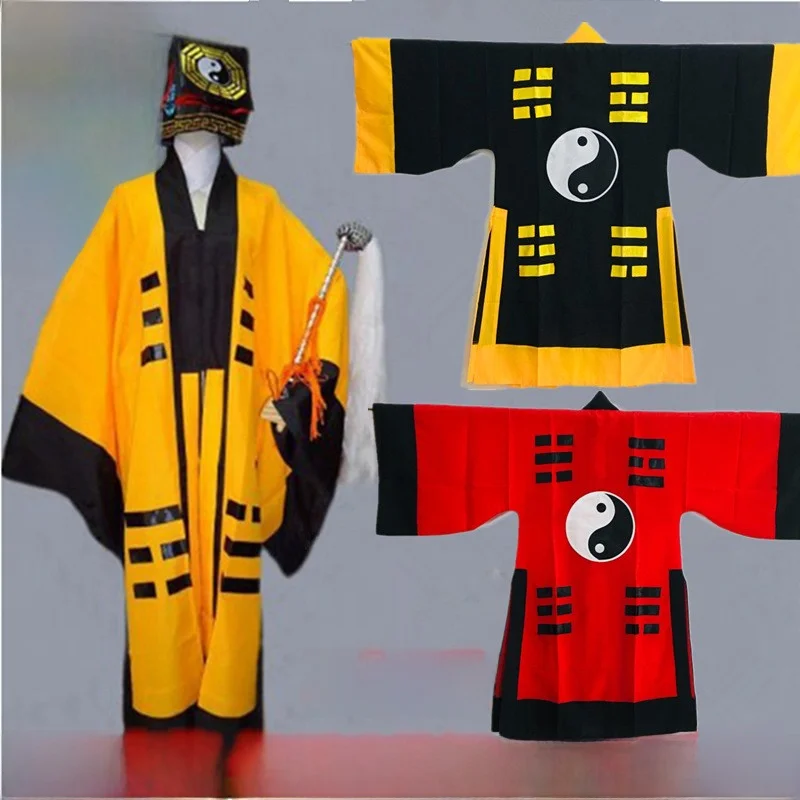 

Платье для выступления на Хэллоуин, комплект сценических костюмов Тай Чи, длинный халат, одежда восемь пятен, традиционная китайская этническая моя