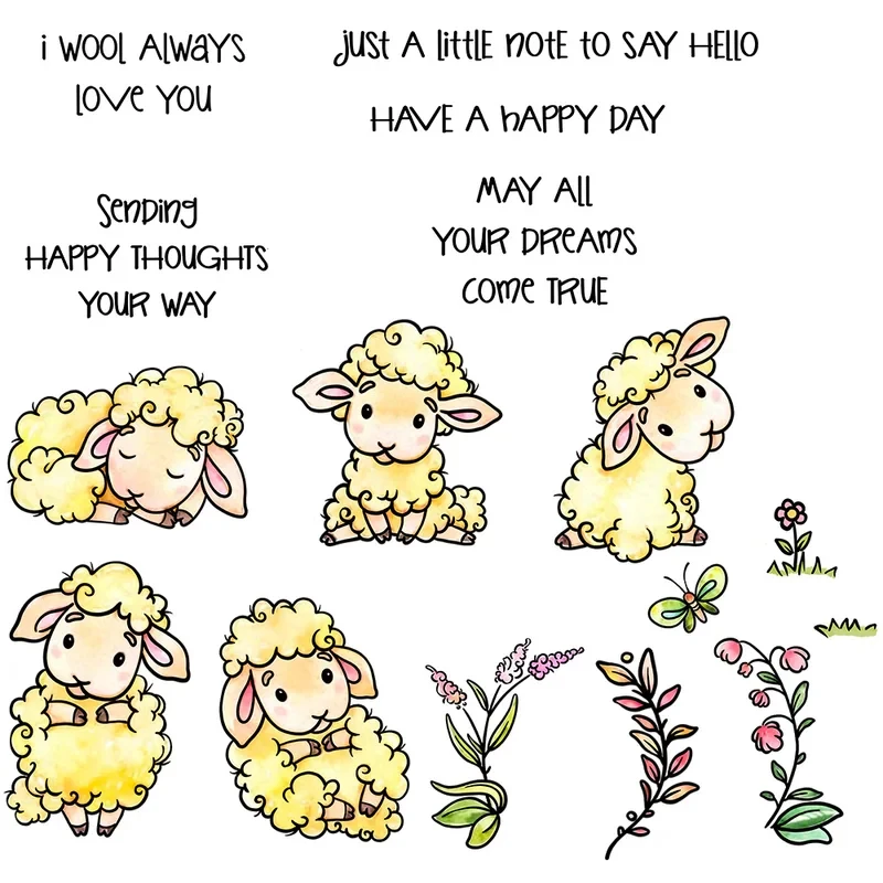 

Cute Little Lamb Sheep Metal Cutting Dies Clear Stamps DIY Scrapbooking Cut Dies Silicone Stamps For Card Album Decor