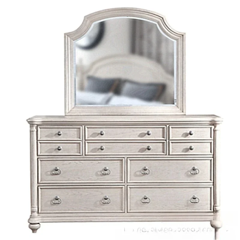 

American country solid wood dressing table, bedroom oak old white storage seven bucket storage cabinet