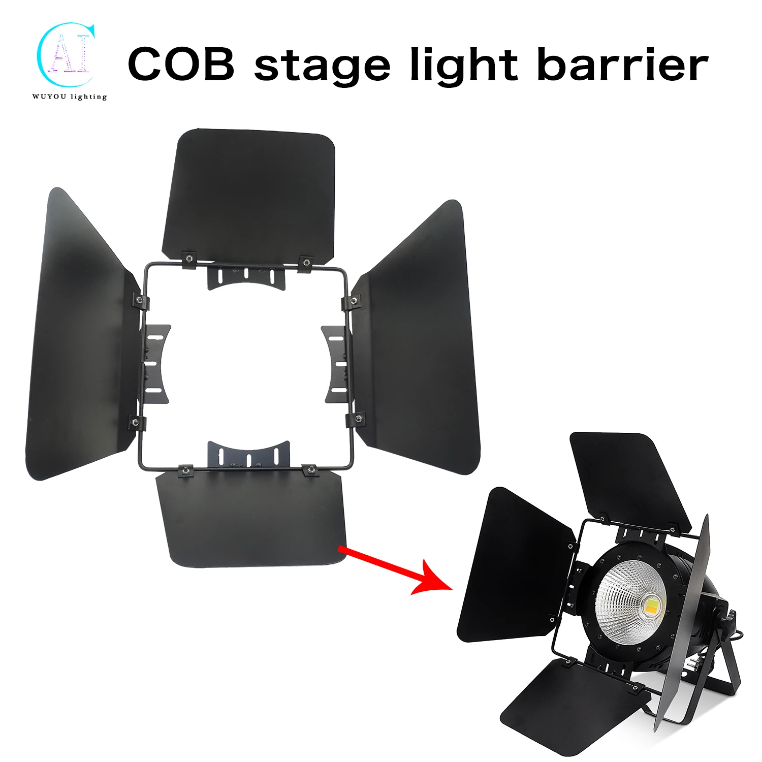 Dispositif de contrôle de source de lumière de scène, porte de grange en aluminium, lunette lumineuse de scène pour 100W 200W COB LED Par Light