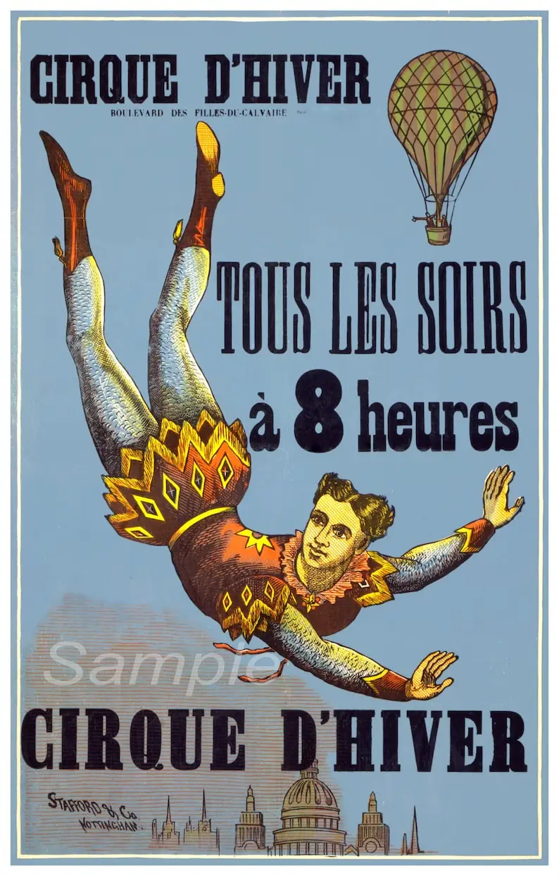 Vintage French Circus Cirque D'Hiver Advertising Poster Print