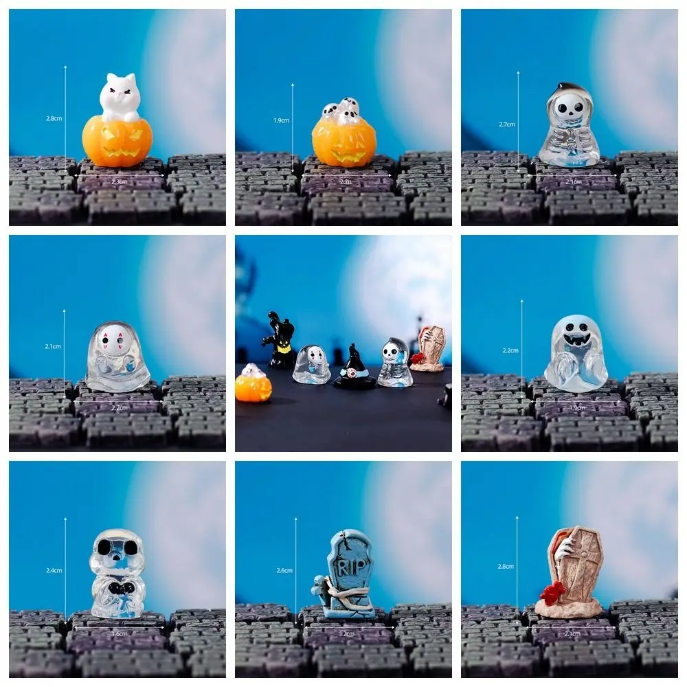 

Cute Micro Landscap Halloween Crystal Ball Resin Mini Resin Faceless Ghost Easy to Carry Pumpkin Resin Ornaments Party Supplies