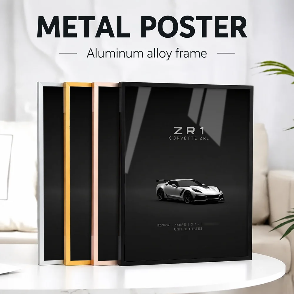 United States Corvette C7 ZR1 Specs Metal Poster With Aluminum Alloy Frame Customized Photo Modern Style Wall Art For Man Cave