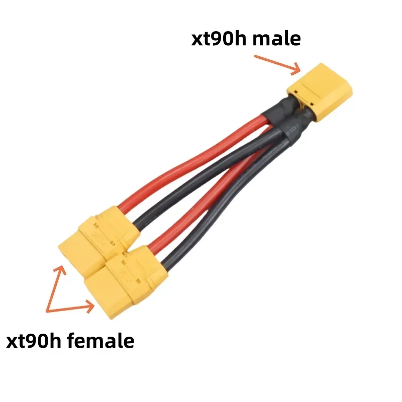 XT90 3-Wege-Y-Splitter, paralleler Batterieanschluss, männlich/weiblich, Kabel, Dual-Verlängerung, 10 AWG, Silikondraht für Batterieladegerät, Motor