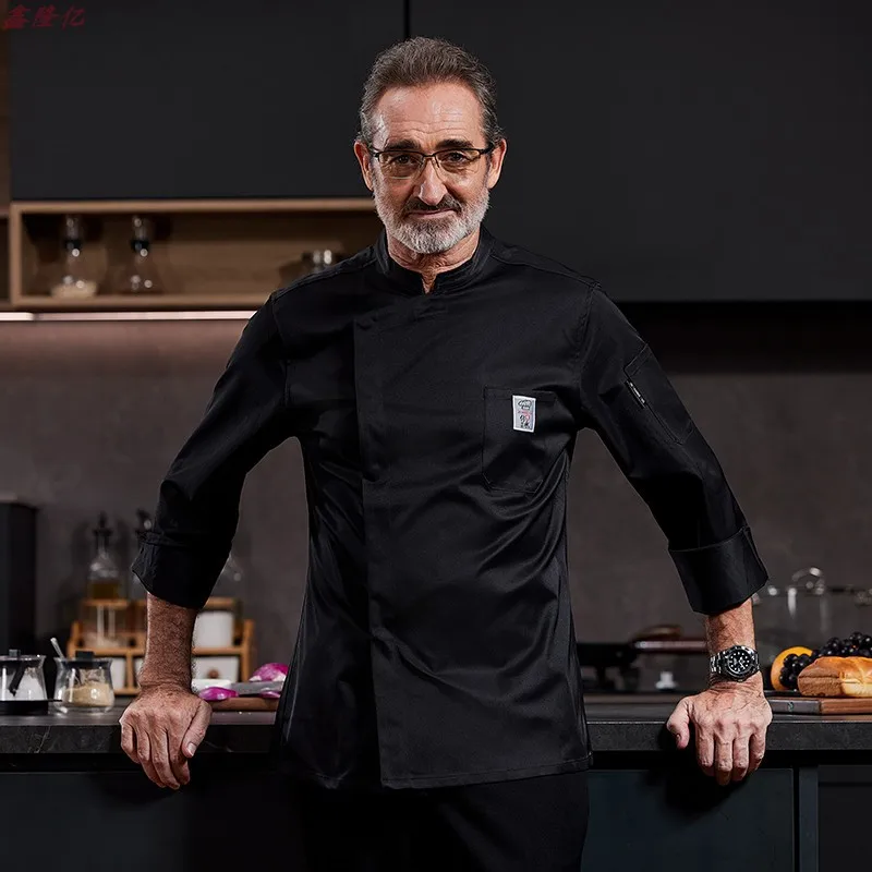 Uniforme de Chef de Hotel, ropa de trabajo para Chef de restaurante, pastelería, panadero, restaurante occidental, camarero, ropa de cocina de otoño