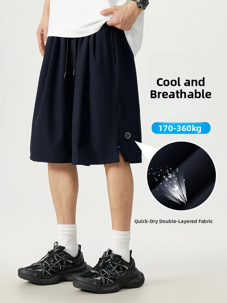 

Fat Brother 2026 Large Size Ice Silk Casual orts Men's Extra Large plus Size Cool Qui Dry Sports Five-Quarter Pants Trendy