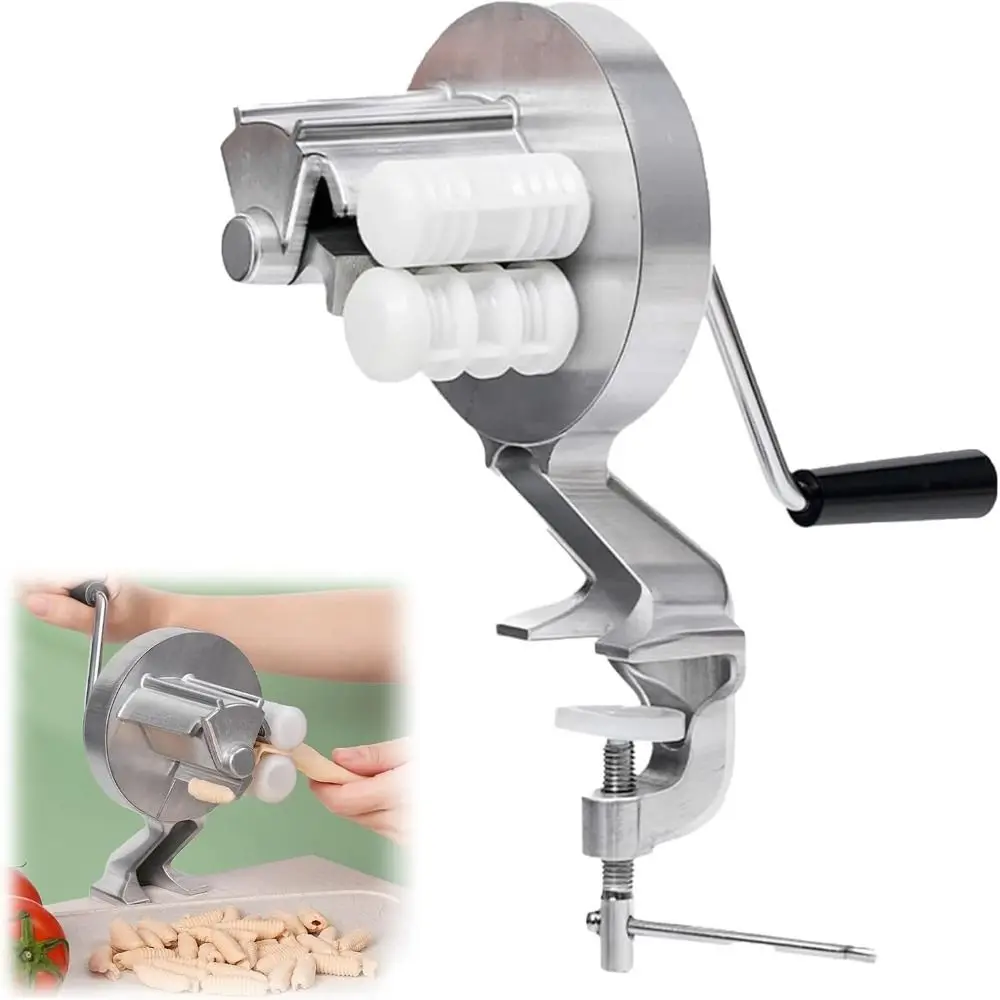 Aluminum Alloy Manual Pasta Machine Hand Cranking Adjustable Clamp Pasta Maker Removable Manual Noodle Making Press Machine