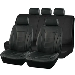 Black Universal Car Seat Covers Leather Splicing Carbon Fiber Car Accessories Interior  Seat Protector Cushion luxury