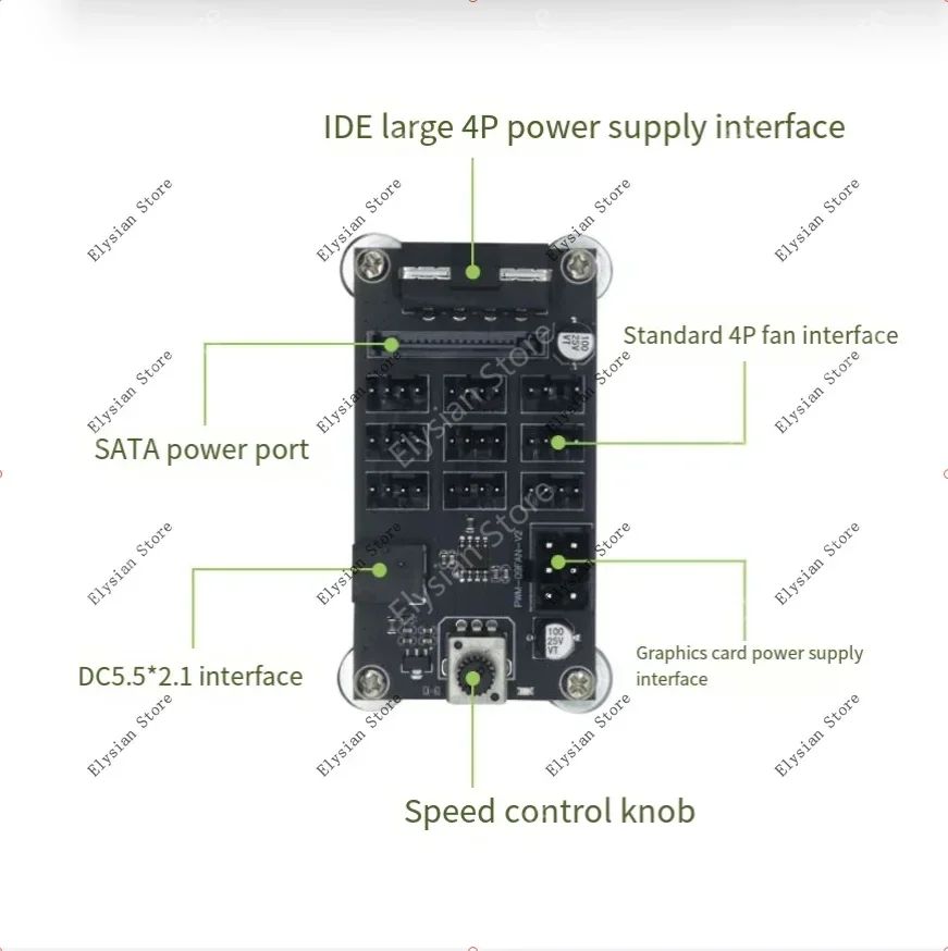 Computer chassis PWM violent fan governor 9-channel high-power  hub controller Noise reduction SATA graphics card