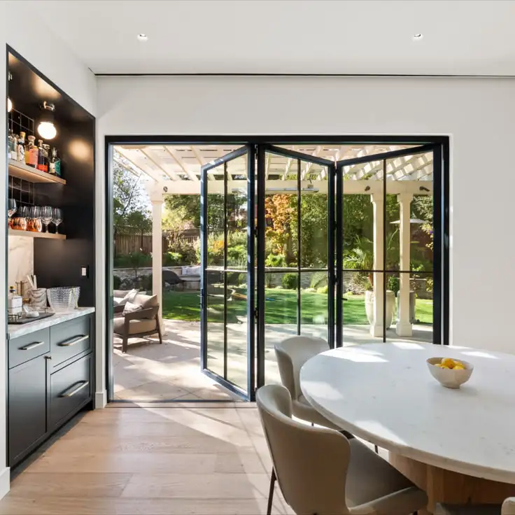 

Strengthened Commercial Grade Smooth Opening Folding Door Save Space Fully Open Accordion Folding Doors Silent Stacking Doors