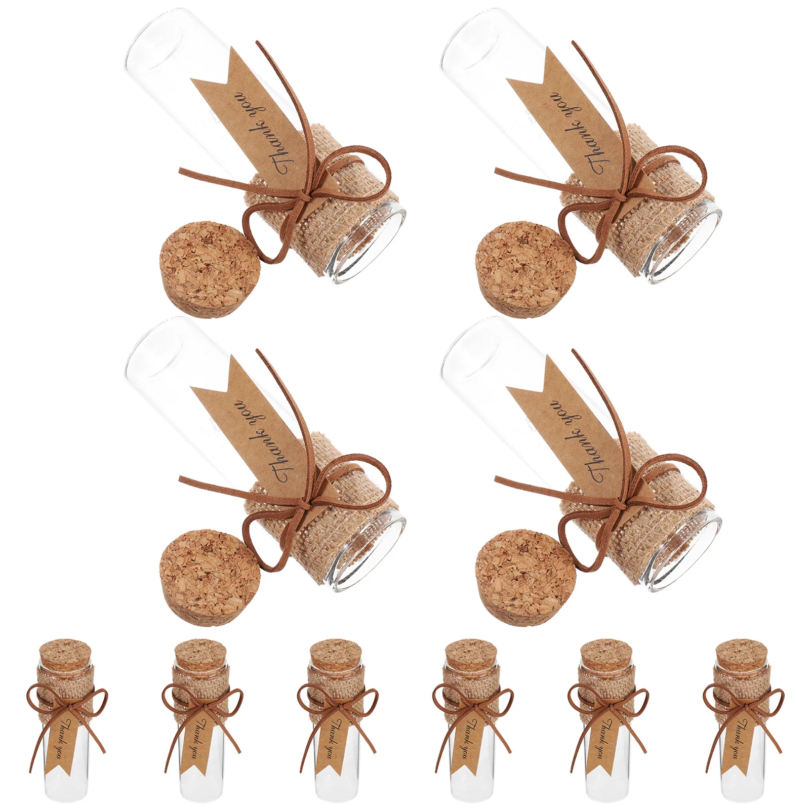 

10pcs Mini Glass Bottles Clear Tiny Jars Cork Lids 3 7x12cm Storage Wedding Decor Sugar Tea ContainersReusable