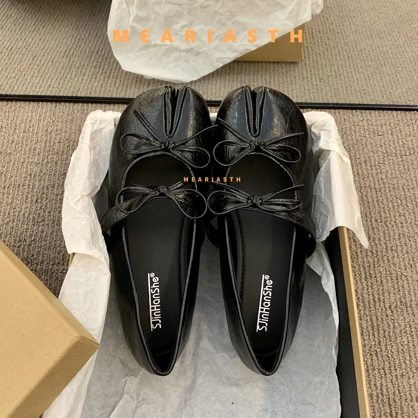 

Women Tabi Ninja Slippers Brand Mules Soft Comfy wedge 3cm Flats Shoes Fashion Bow Knot Split Toe Casual Loafers Footwear