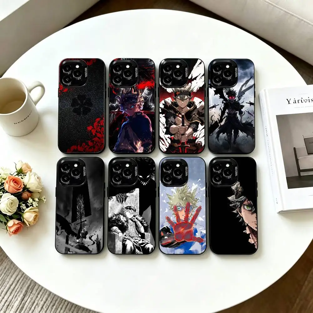 

C-Clover Asta B-Black Phone Case For iPhone 17,16,15,14,13,12,11 Plus,Pro Max,XS,Colored Silver Plated Inside Cover