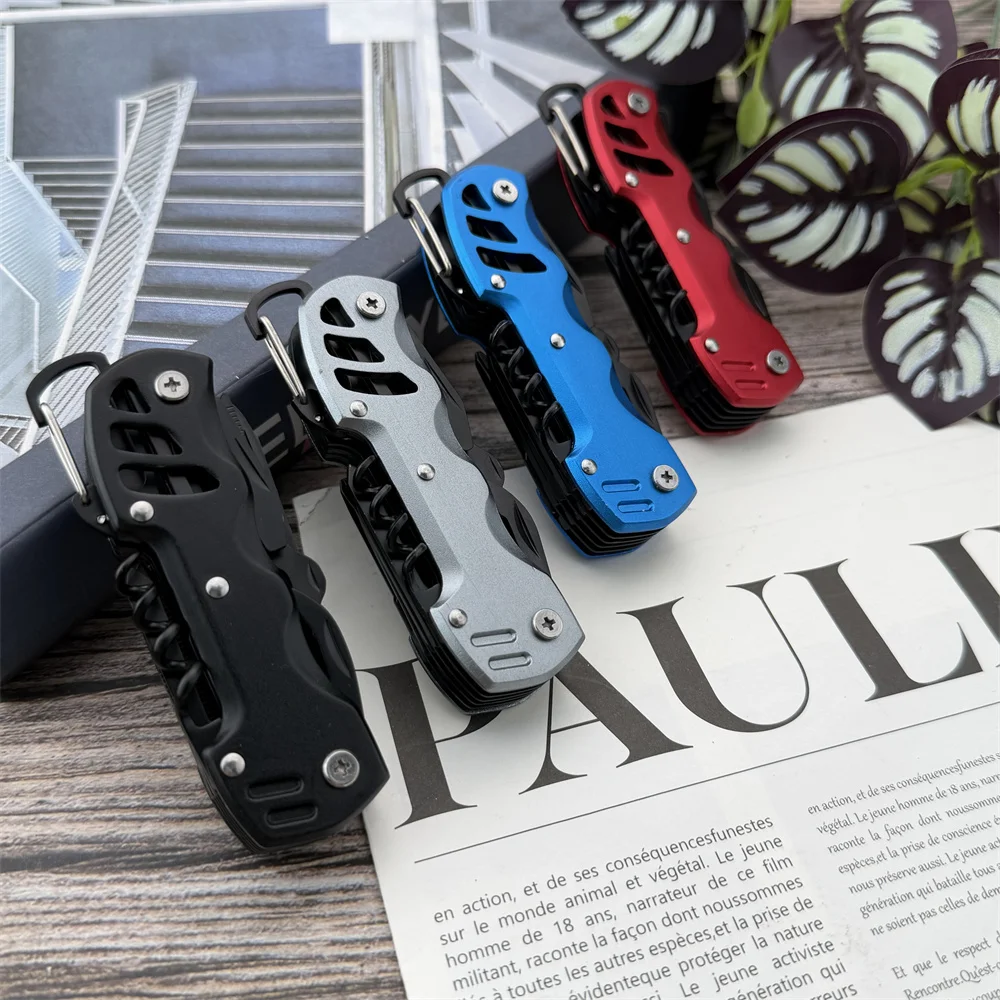 PL100Four Multipurpose Hiking and Mountaineering Folding Knives Different Colors Gear Outdoor Kit Portable Steel Emergency Tool