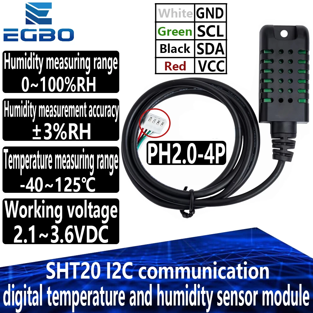 SHT20 digital temperature and humidity sensor module I2C communication temperature and humidity probe sensor with wire and case