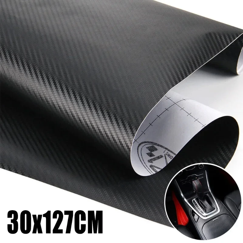 Rollo de fibra de carbono 3D para coche, pegatinas de película de vinilo DIY, calcomanías decorativas de fibra de carbono, 30x127cm