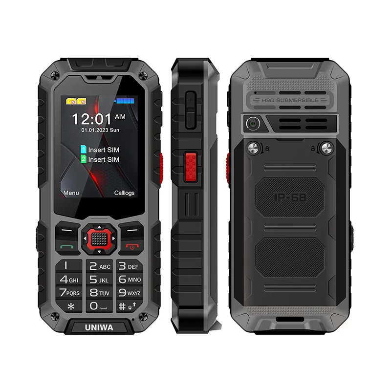 UNIWA S9 4G Feature Phone 2.4 Inch IP68 Waterproof SOS button 3W Big Loudspeaker LED Light 3000mAh Rugged Cell Phones Low Price
