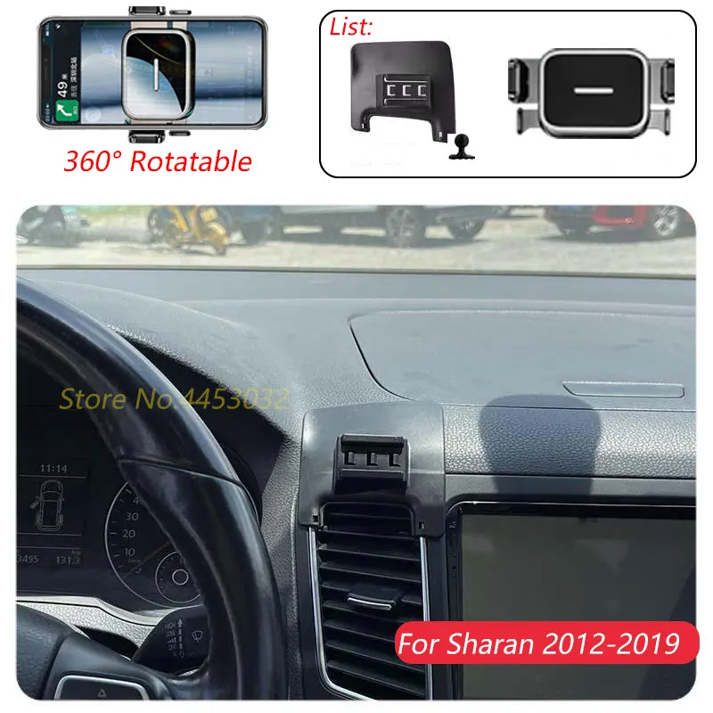 1 Suit Car Phone Holder For Volkswagen Sharan-2012-2019 Rotatable Stand Mounts One-handed operation Bracket Accessories