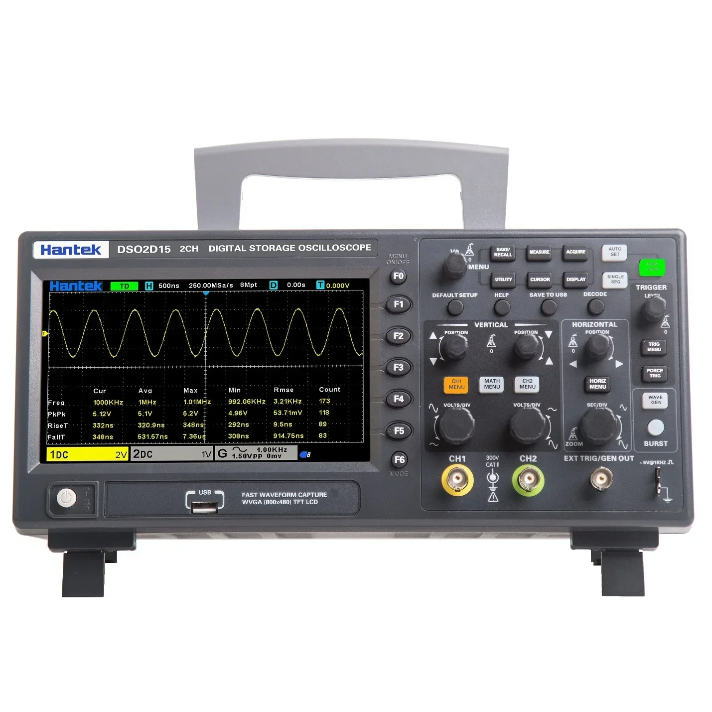 Hantek USB Digital Oscilloscope DSO2C10 2C15 2D10 2D15 2 Channels 100Mhz/150MHZ Storage Osciloscopio Portable Multimeter Tester