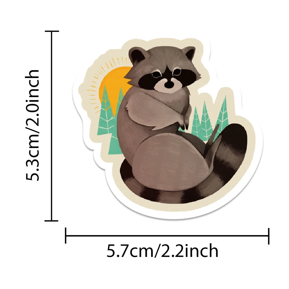 50PCS Cartoon Raccoon Stickers Cute Animals DIY Decals Laptop Guitar Luggage Phone Stationery Scrapbook Kid Gifts Toys Stickers