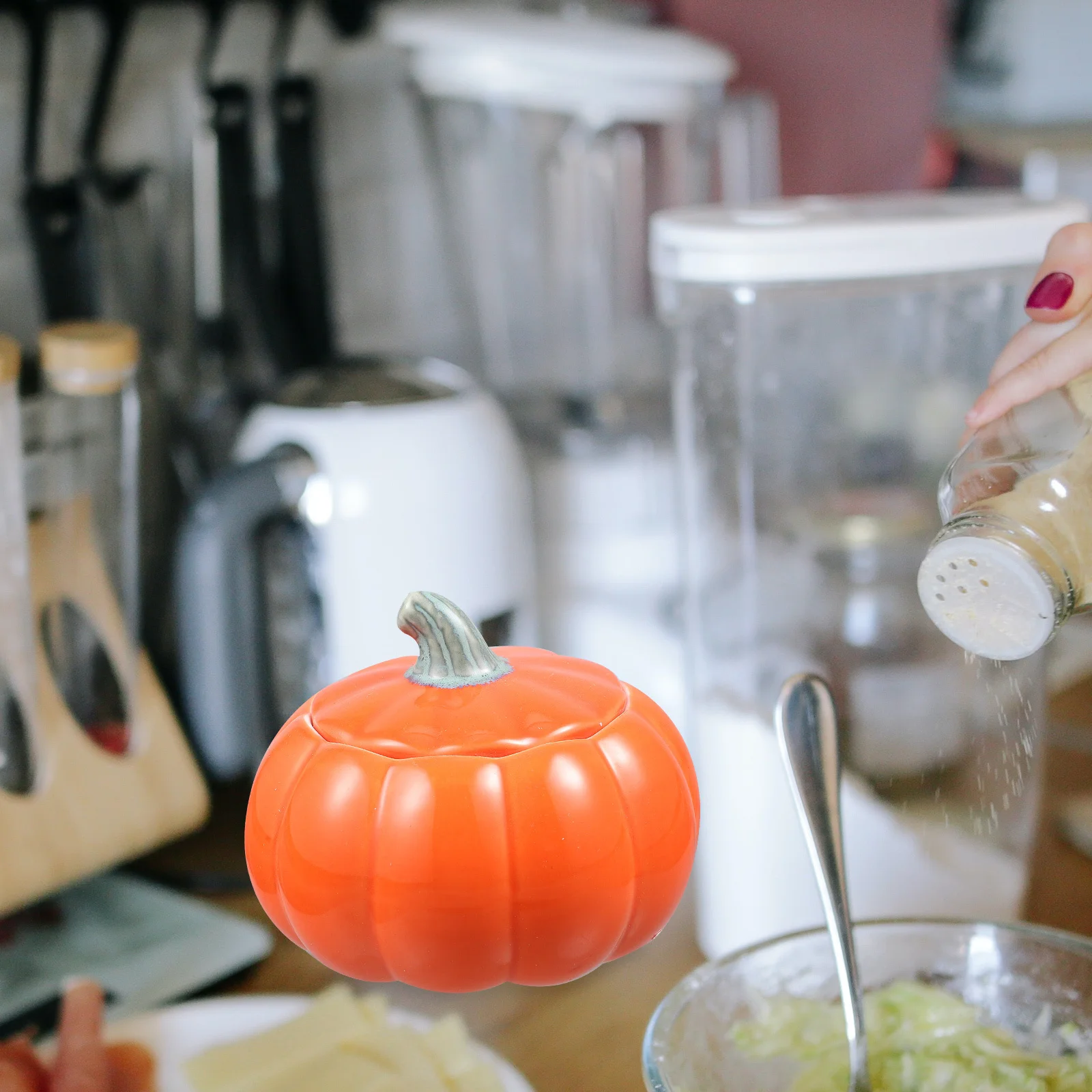 

Pumpkin Jar Jars with Lid Sugar Dish Ceramic Porcelain Candy Holder Small Container