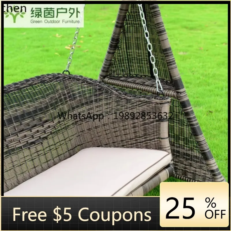 LYY Outdoor Rattan Swing Chair Garden Garden Hanging Chair Outdoor Wrought Iron Balcony Rattan  Rocking