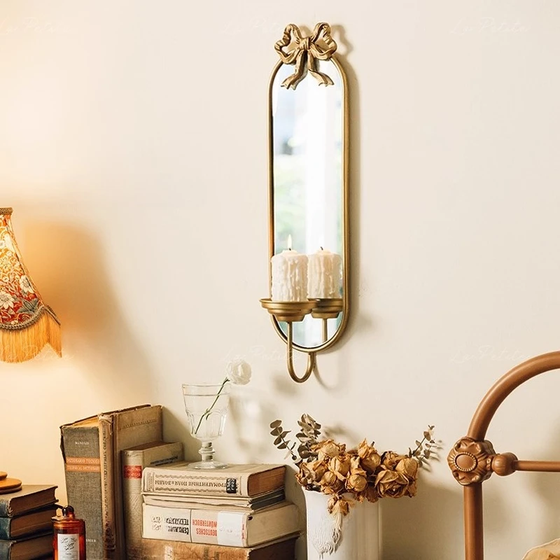 

Vintage candlestick mirror wall decoration wall decoration medieval wrought iron entrance entrance makeup mirror bedroom