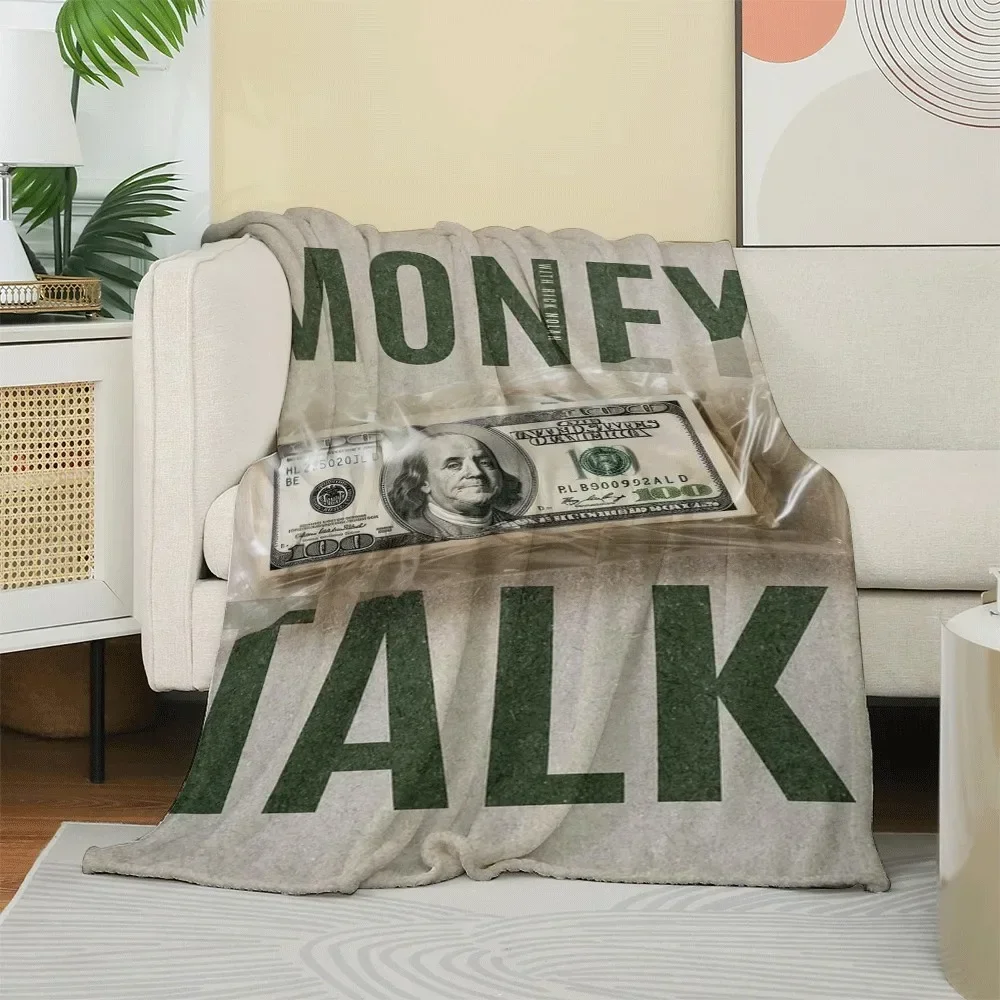 Pattern of the US dollar bill Flannel printed blanket suitable for all seasons suitable for living room office sofa and travel