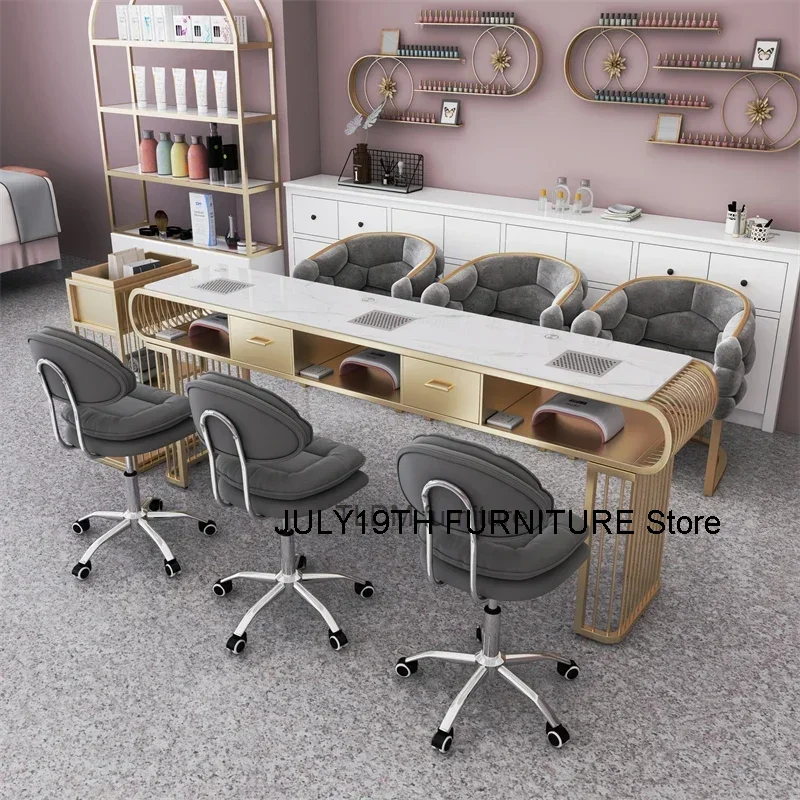 

Simple Salon Nail Desk Vacuum Cleaner Auxiliary Office Manicure Technician Table Reception Mesa Manicure Salon Furniture LJ50MT