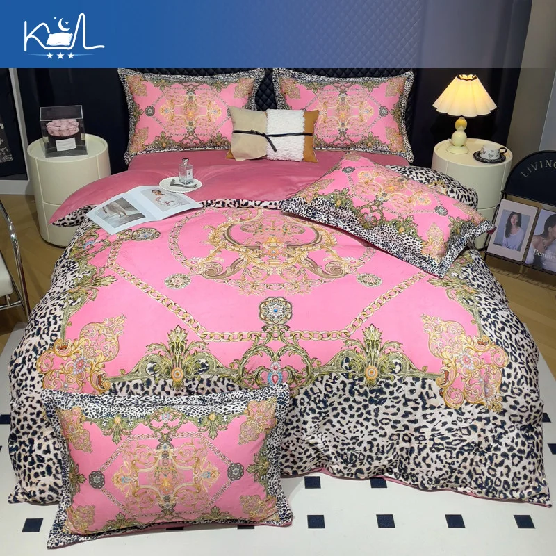 European Coral Fleece 4 Piece Bedding Set, Thick Warm Baby Fleece Duvet Cover, Fitted Sheet, Double-Sided Flannel