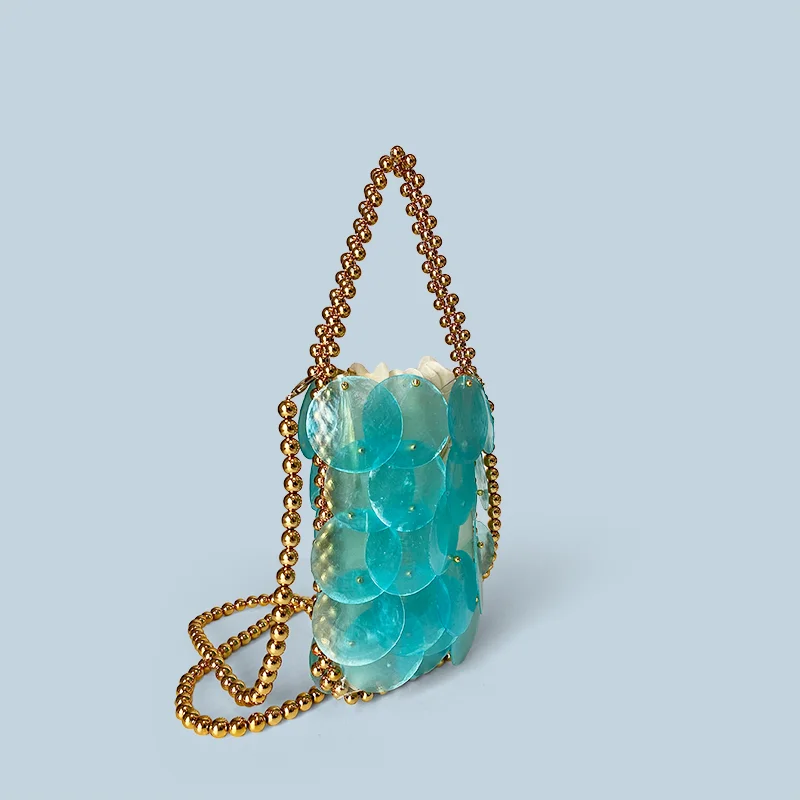 حورية البحر الأميرة مقياس السمك البريق اليدوية النسيج تألق حبة حقيبة الهاتف اللؤلؤ حقيبة يده حقيبة كروسبودي