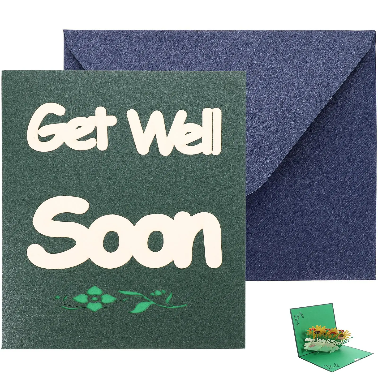 3D Greeting Cards Get Well Soon Three Dimensional Paper Cards Envelope Color Random Lightweight Gift Idea Holiday Blessing Card