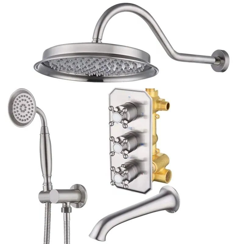 Chrome 9 Shower System Wall Mounted Handheld Spray Bath Faucet Bathroom Faucet Set