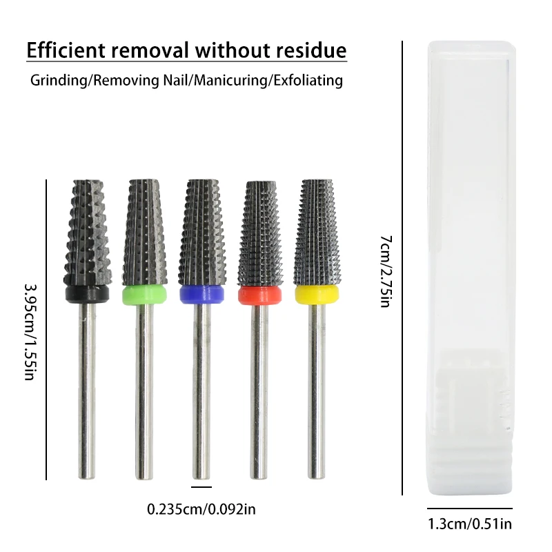 5 في 1 مسمار لقمة ثقب كربيد سريع إزالة الاكريليك أو الصلب هلام 3/32 "عرقوب مانيكير مسمار الفن آلة الحفر الأظافر اكسسوارات #3