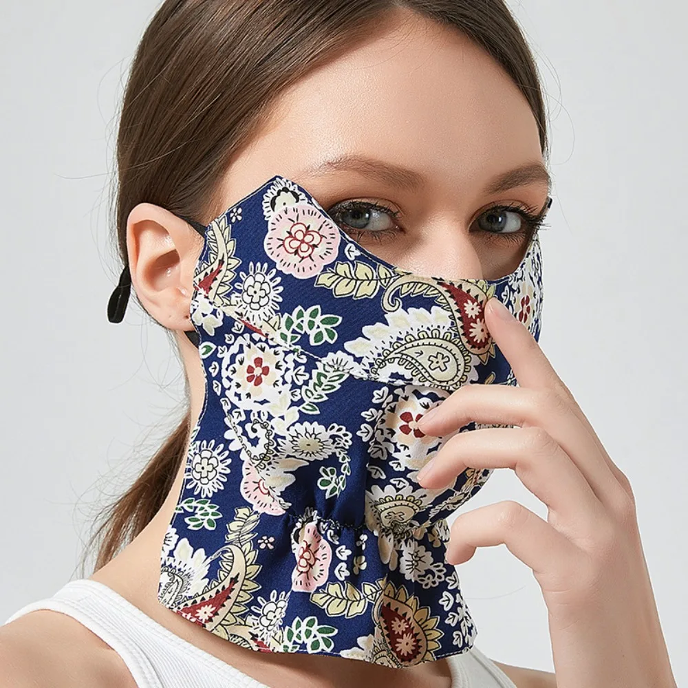 Anti-uv Suncreen Mask Gift Breathable Summer Mask Sunshade Floral Riding Mask Fishing