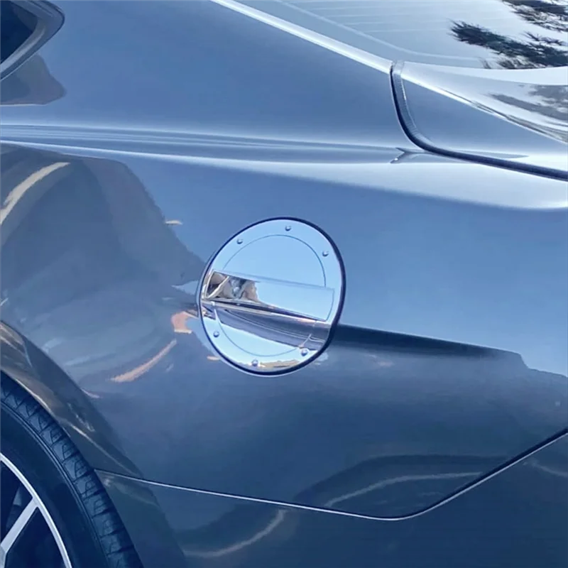 الكروم الملحقات الخارجية سيارة الوقود حشو الباب خزان الغاز غطاء تغليف الكسوة لفورد موستانج 2015-2023 #5