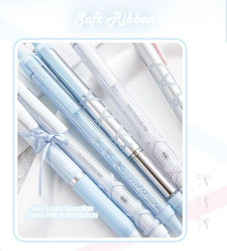 4er-Pack Ballett-Riemen-Stift mit Fragezeichen, Ins-Style Schüler-Druckstift 0,5 mm, Viererpack Schwarzer Neutralstift, Schreibwaren – Detail 4