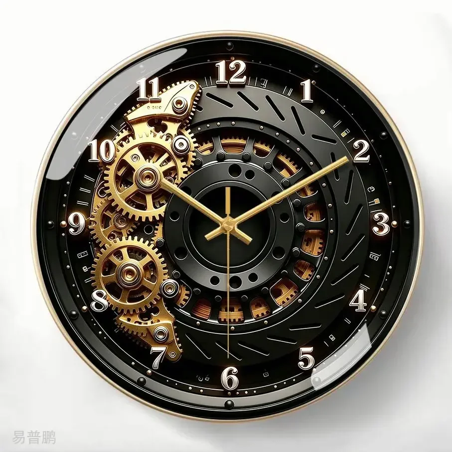 10/12/14inch Retro Mechanical Mute Wall Clocks 3D Printed, Modified Car Gear Caliper Mute Quartz Clock
