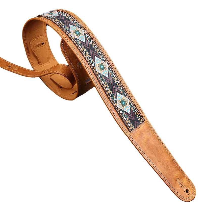 Jacquard Woven Label Genuine Guitar Strap Manufacturer Personalized Embroidery Guitar Belt