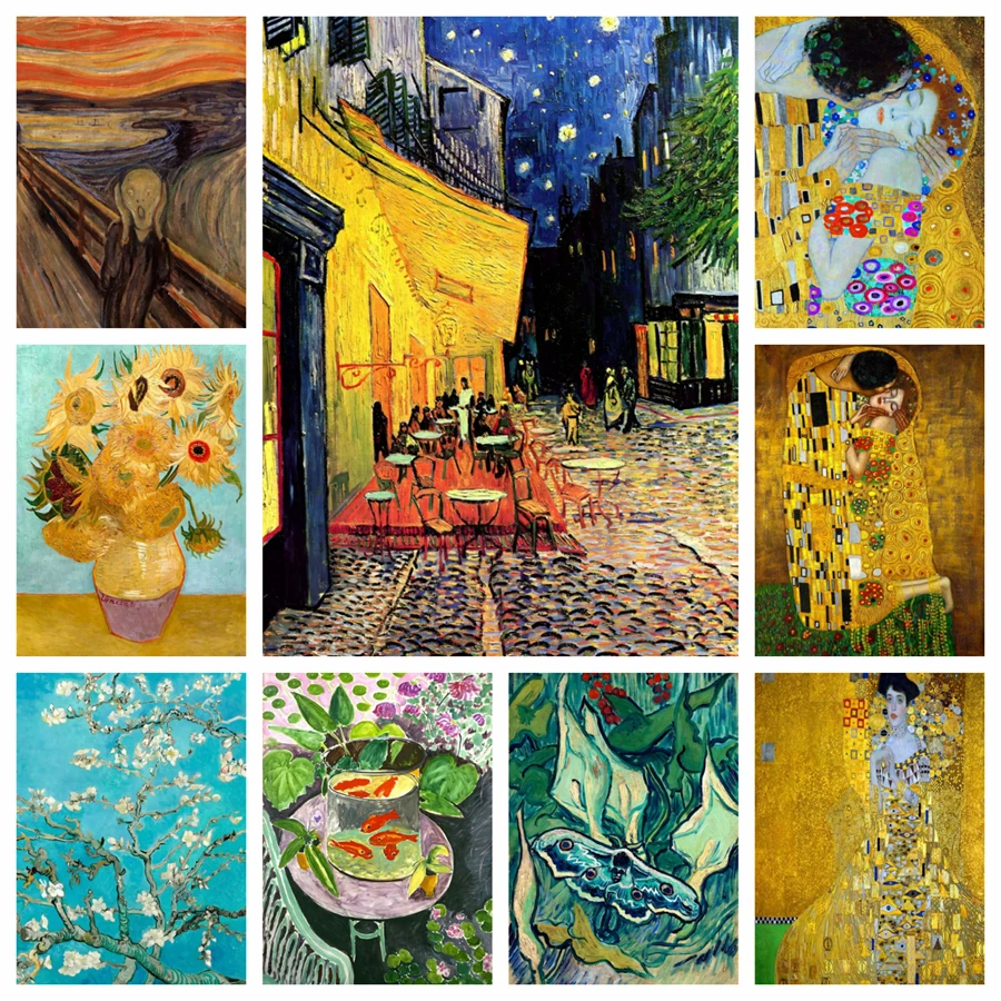 Artista famoso Salvador Dalí, Van Gogh, Gustav Klimt 5D Kits de pintura de diamante taladros completos mosaico punto de cruz bordado decoración del hogar