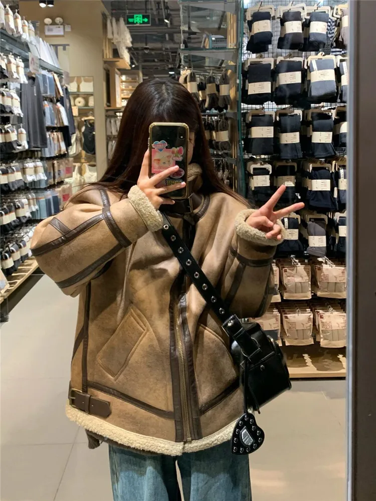 

Lamb Fur Plush Coat Women's 2022 Autumn And Winter Thickened Warm High Qulity Oversize Cotton Padded Jacket Women Clothes