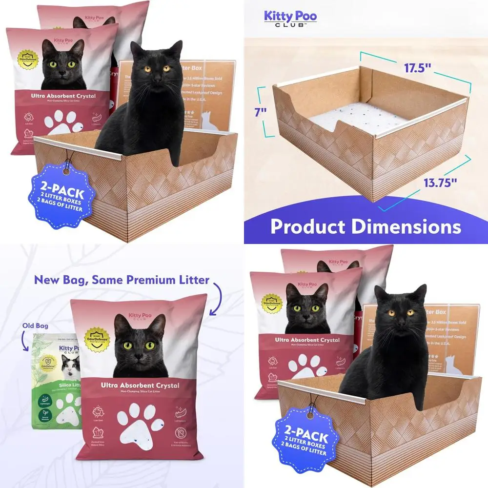 

Одноразовый лоток для кошек (2 шт.) с 2 пакетами силикагелевого наполнителя – контроль запаха и возможность переработки | Идеально подходит для путешествий, домов с несколькими кошками и длительных поездок.