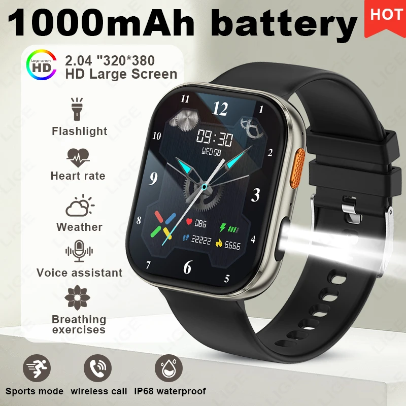 

LIGE Men’s Smart Watch 1000mAh Large Battery Heart Rate Sleep Health Monitor Bluetooth Call Waterproof Sport Fitness Smartwatch