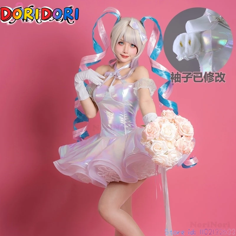NEEDY GIRL OVERDOSE KAngel Costume with Wig Streamer Overload Lolita Dress Shoes Outfit Women with Laser Skirts Ribbon Ponytail view 3