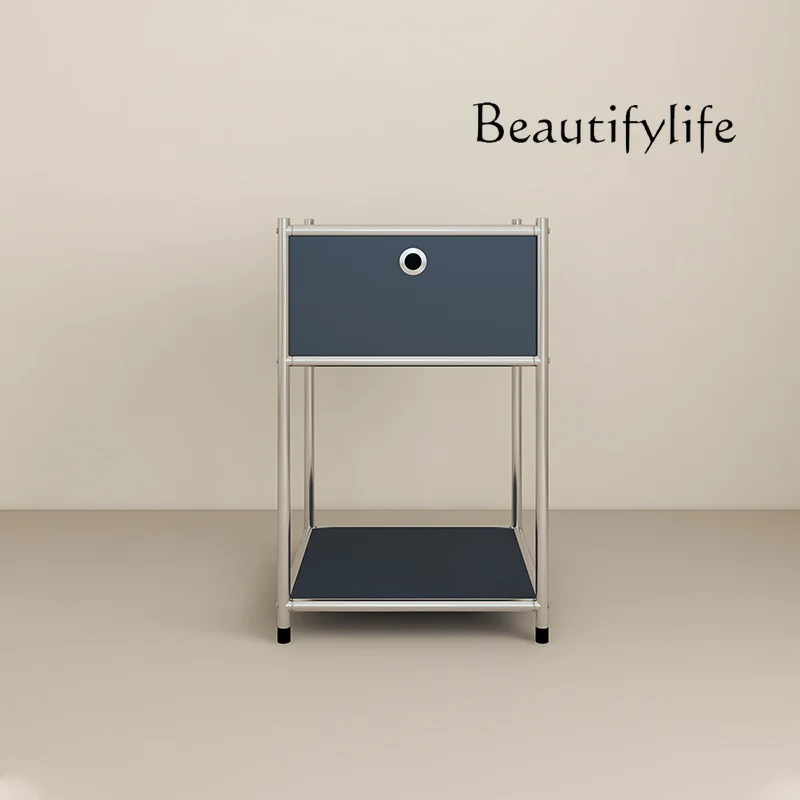 Creative and simple bedside table wrought iron custom stainless steel cabinet module combination cabinet household bedroom