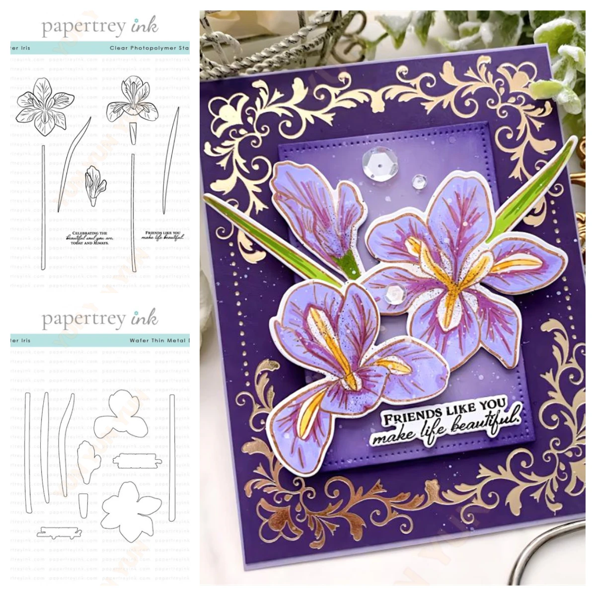 

2026 New Year Metal Cutting Dies stamps set Winter Iris Dies cut DIY Scrapbooking Greeting card flowers Dies Template Handmade