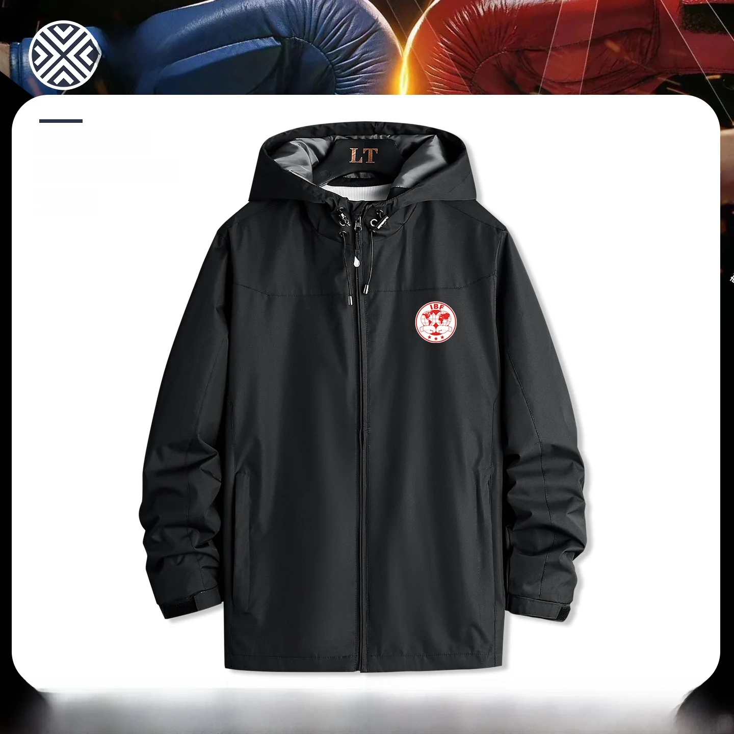 

Men's Boxing Federation IBF Surrounding Sports Jaet Tee-in-One Windbreaker Training Clothes Casual Sle Stand Fit Pol...