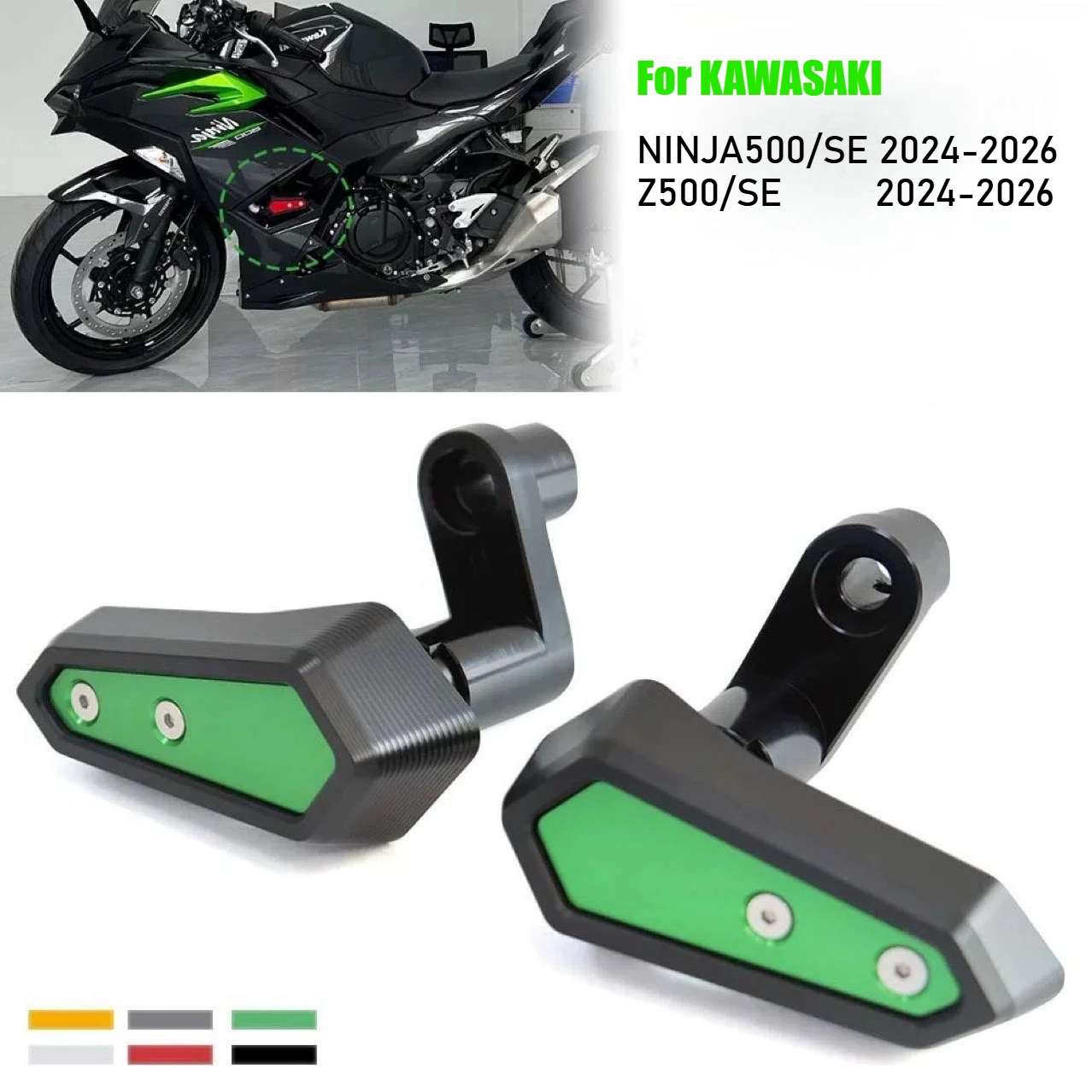 

For KAWASAKI NINJA 500 Z500 SE Z 500 2024 2025 2026 Frame Slider Protector Motorcycle Engine Falling Protection Pad Crash Cover