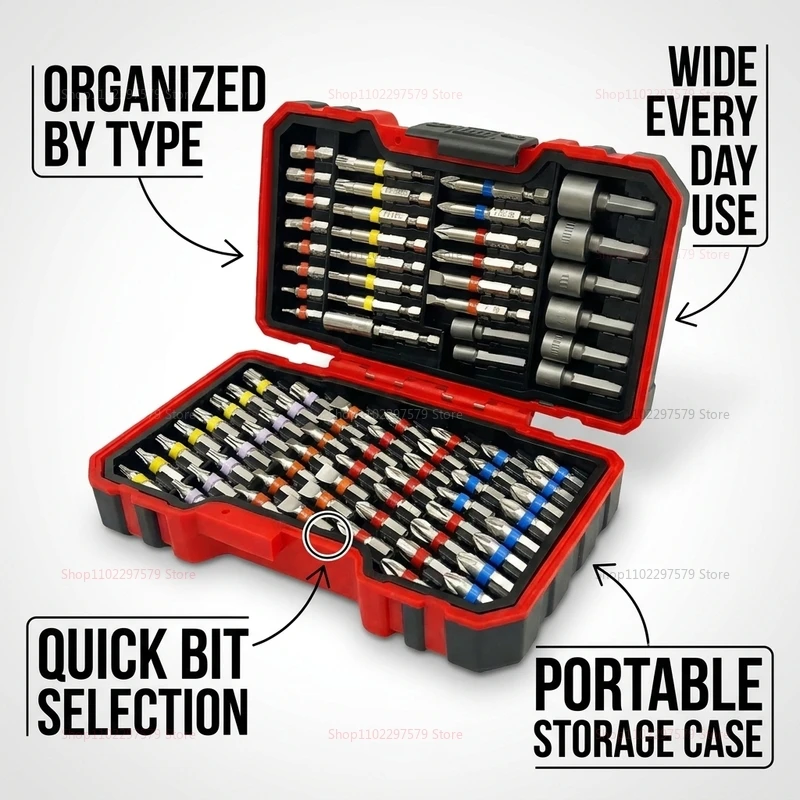 83-Piece Magnetic Screwdriver Multi-Spec Impact Drill Bit Set Portable Storage Case Durable Home Repair And DIY Hand Power Tools